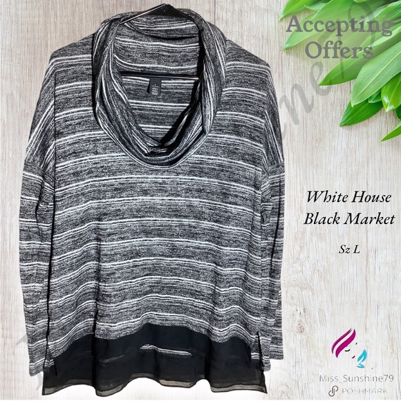 White House Black Market Tops - White House Black Market - Sz L - cowl neck top with lace trim bottom